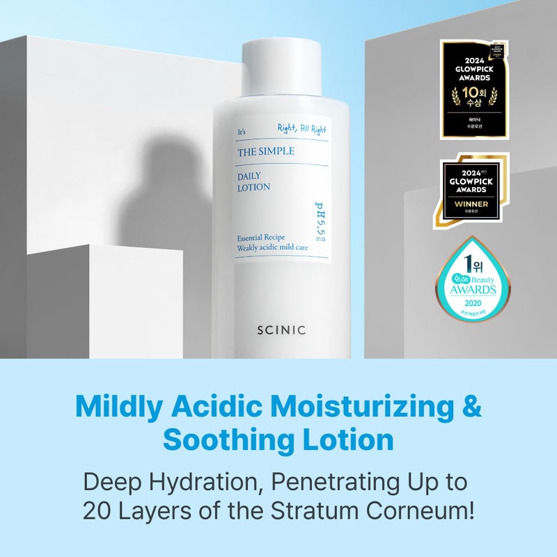 SCINIC The Simple Daily Lotion | Vegan Face Lotion for Sensitive and Irritated Skin | pH-Balanced Moisture Lotion with Madecassoside & Aloe Vera Leaf Juice | Korean Skin Care (4.9 fl.oz) - Image 2